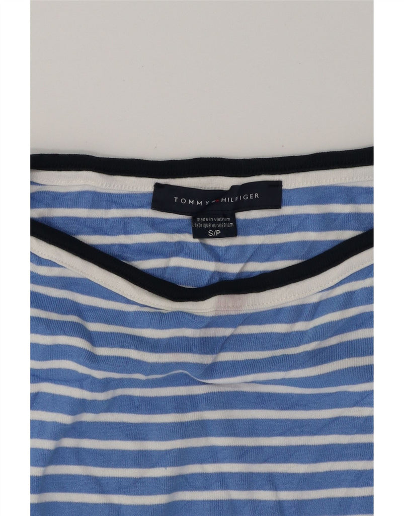 TOMMY HILFIGER Womens T-Shirt Top UK 8 Small Blue Striped Cotton Vintage Tommy Hilfiger and Second-Hand Tommy Hilfiger from Messina Hembry 