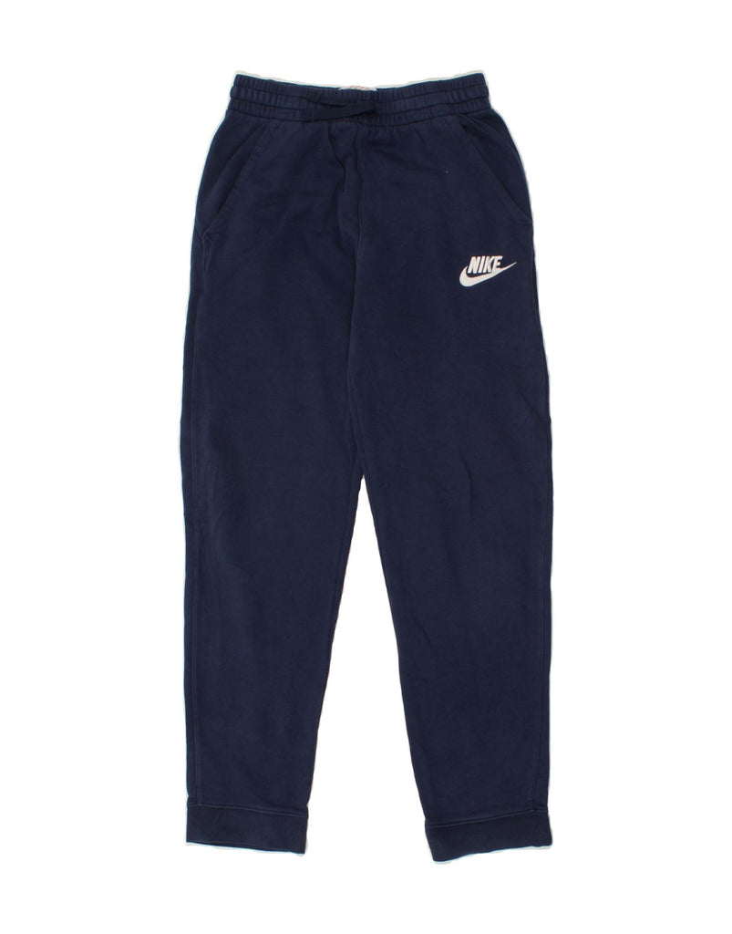 NIKE Boys Graphic Tracksuit Trousers 13-14 Years XL Navy Blue Cotton | Vintage Nike | Thrift | Second-Hand Nike | Used Clothing | Messina Hembry 