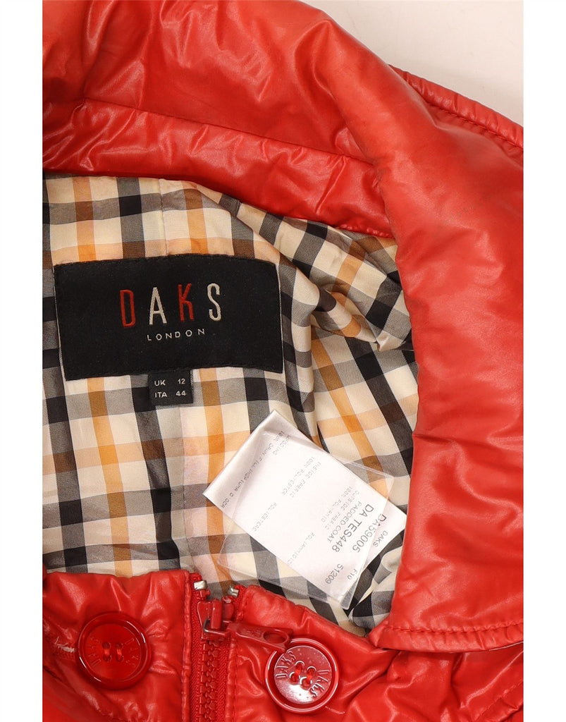 DAKS Womens Padded Jacket UK 12 Medium Red Polyamide Vintage DAKS and Second-Hand DAKS from Messina Hembry 
