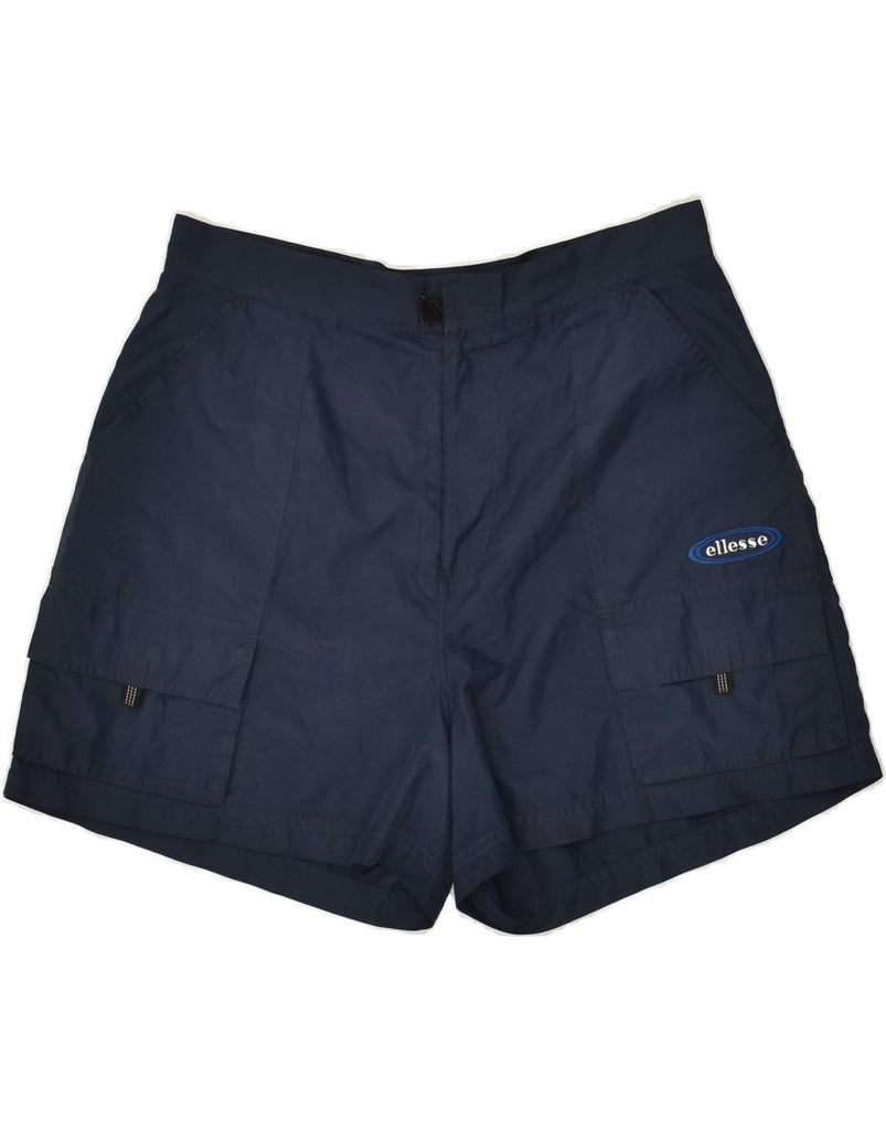 ELLESSE Womens Cargo Shorts UK 14 Large W32 Navy Blue Polyester Vintage Ellesse and Second-Hand Ellesse from Messina Hembry 