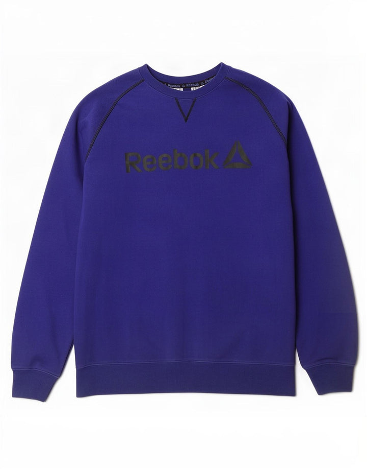 Reebok Mens Graphic Sweatshirt Jumper Large Blue Cotton