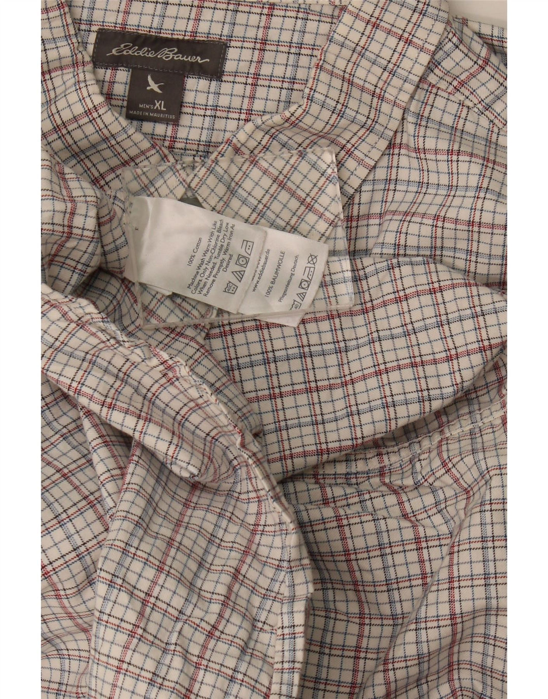 Eddie Bauer Mens Relaxed Fit Shirt XL White Check Cotton