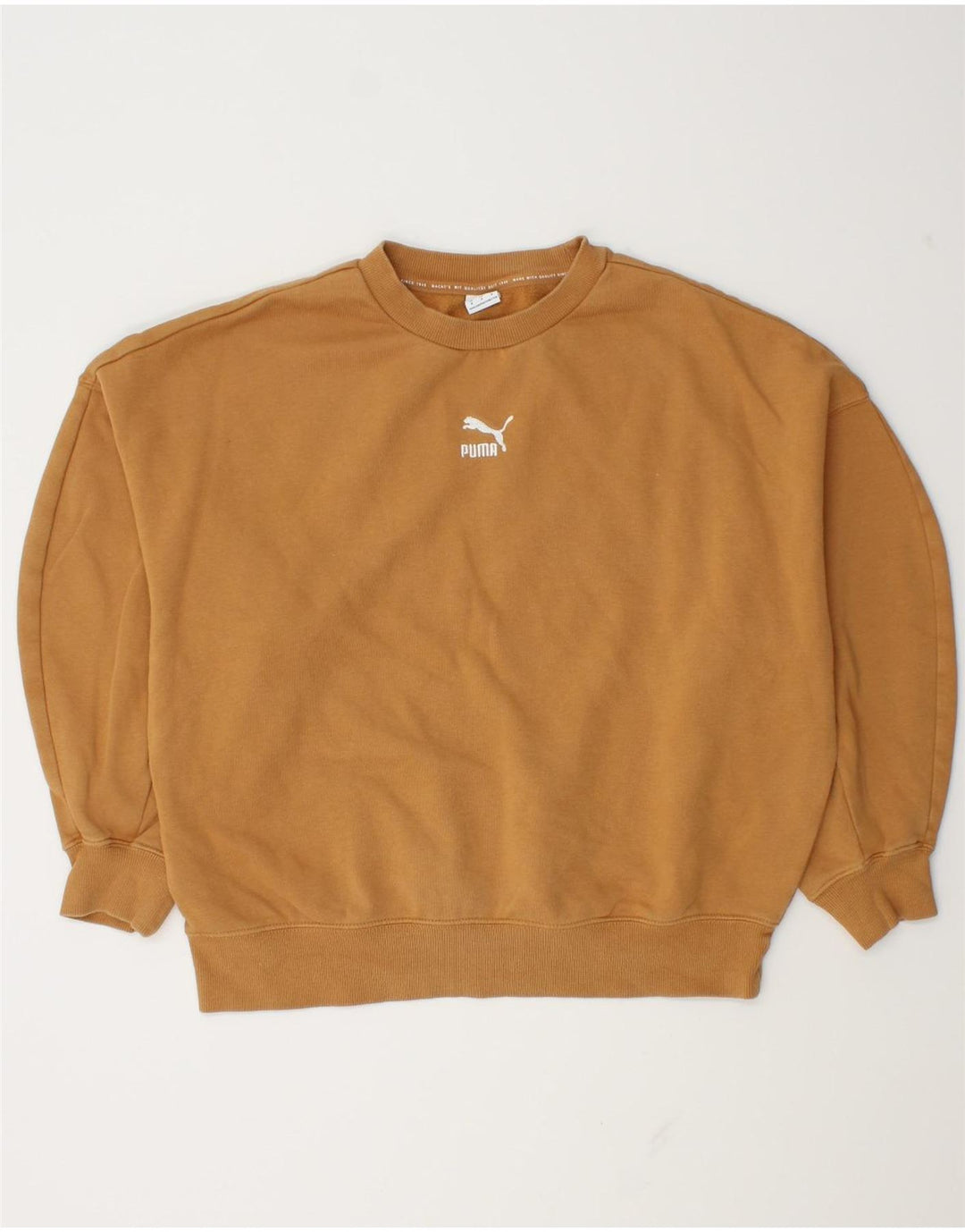 Puma Womens Oversized Sweatshirt Jumper UK 14 Medium Brown Cotton