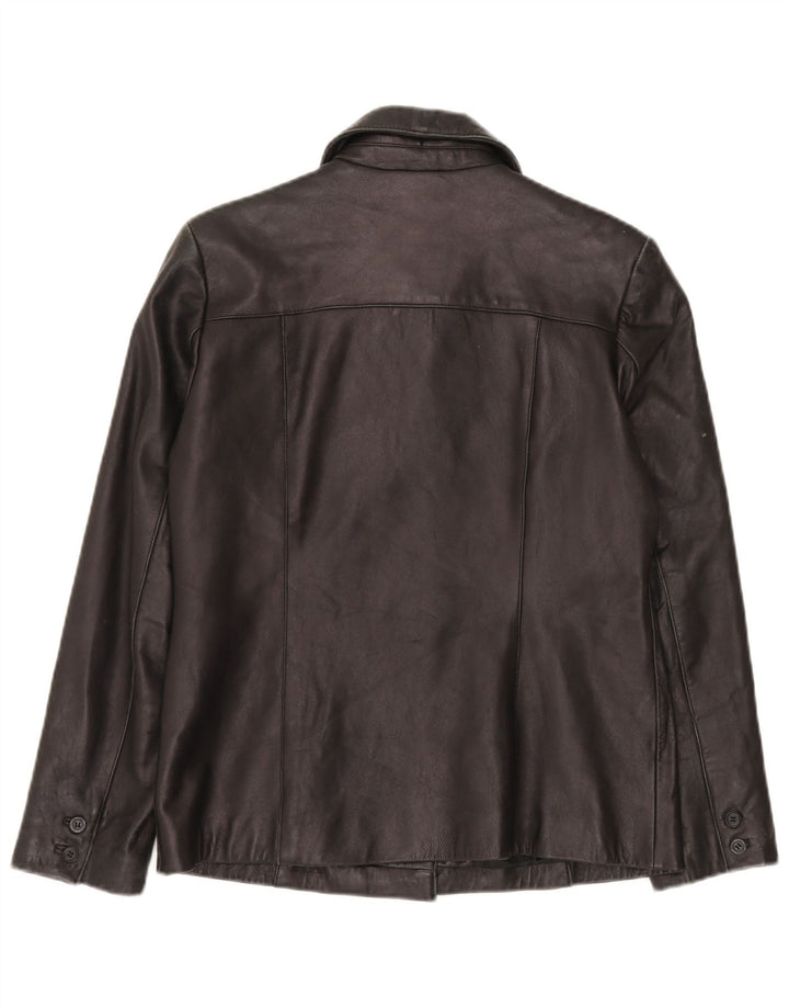 VINTAGE Womens Leather Jacket UK 16 Large Black Leather
