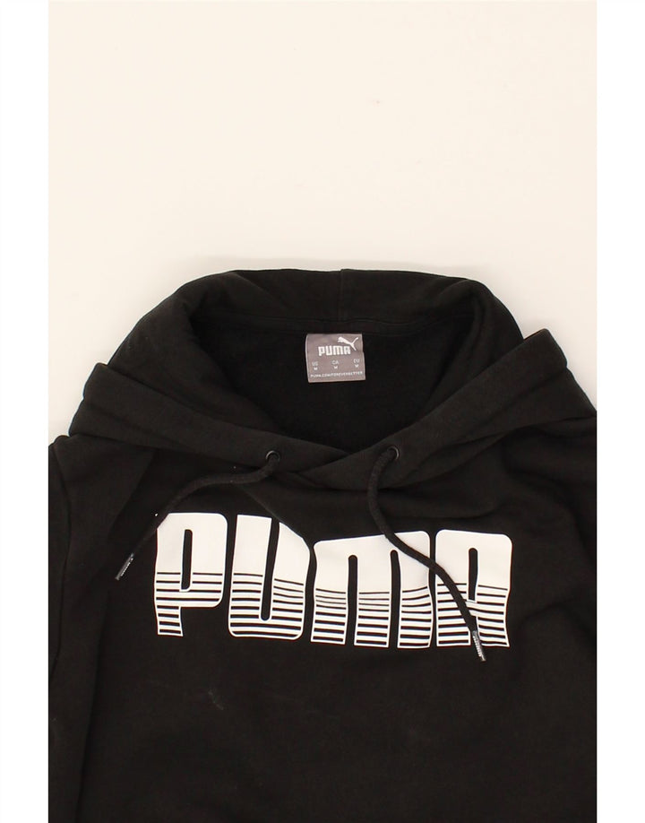 PUMA Mens Graphic Hoodie Jumper Medium Black Cotton Vintage Puma and Second-Hand Puma from Messina Hembry 