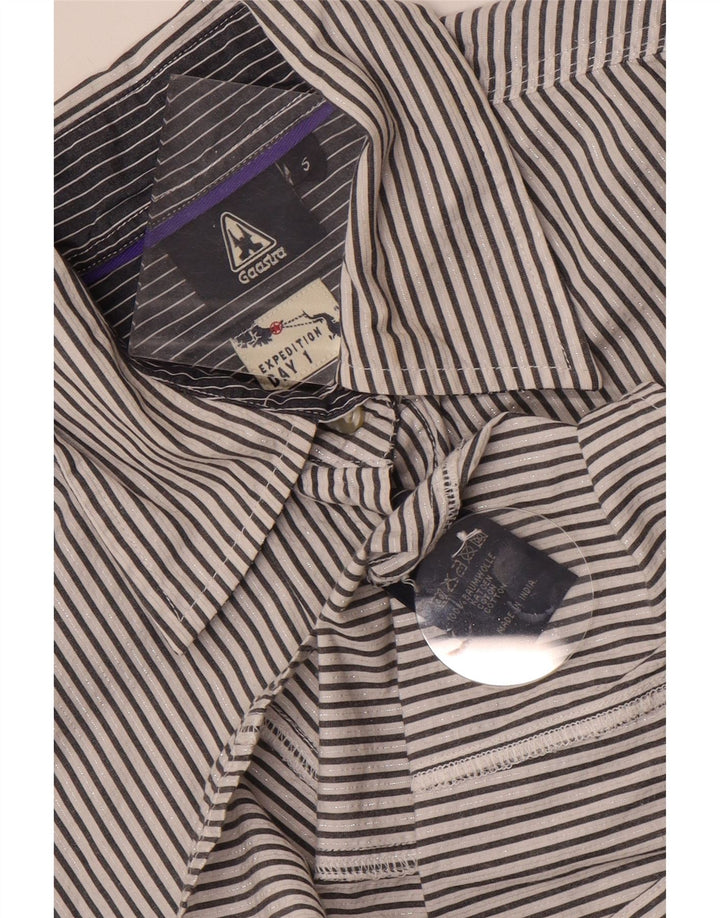 Gaastra Womens Shirt UK 10 Small Grey Pinstripe Cotton