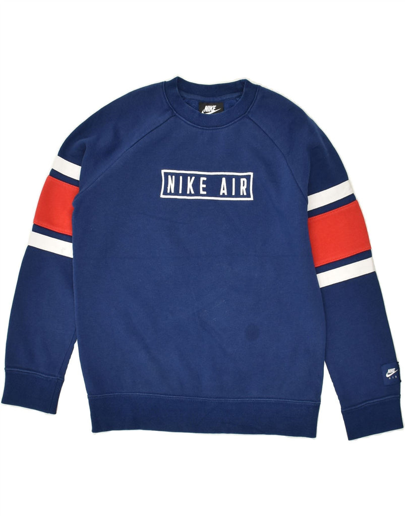 NIKE Boys Graphic Sweatshirt Jumper 10-11 Years Blue Colourblock Cotton | Vintage Nike | Thrift | Second-Hand Nike | Used Clothing | Messina Hembry 