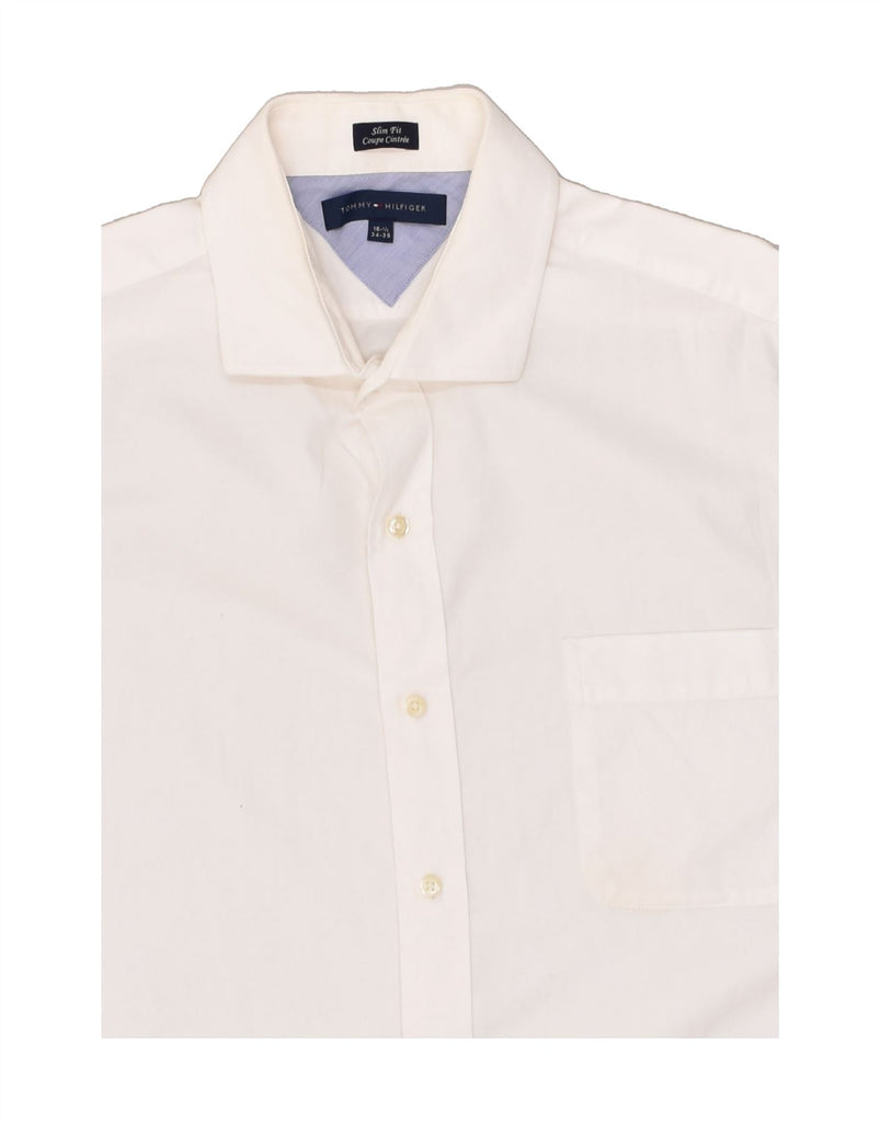 TOMMY HILFIGER Mens Slim Fit Shirt Size 16 1/2 Large White Cotton | Vintage Tommy Hilfiger | Thrift | Second-Hand Tommy Hilfiger | Used Clothing | Messina Hembry 