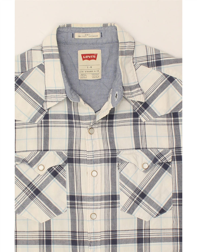 LEVI'S Mens Coupe Standard Short Sleeve Slim Fit Shirt Large Grey Check | Vintage Levi's | Thrift | Second-Hand Levi's | Used Clothing | Messina Hembry 