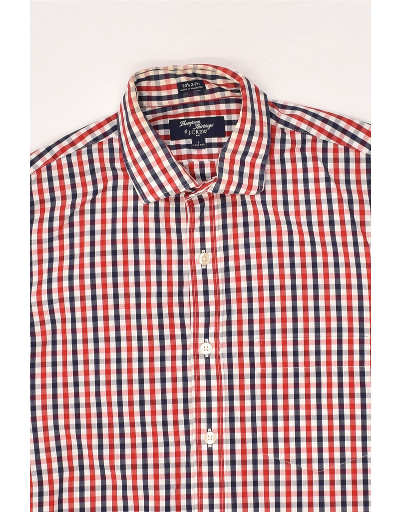 J. CREW Mens Shirt Size 14 1/2 Small Red Gingham Cotton | Vintage J. Crew | Thrift | Second-Hand J. Crew | Used Clothing | Messina Hembry 