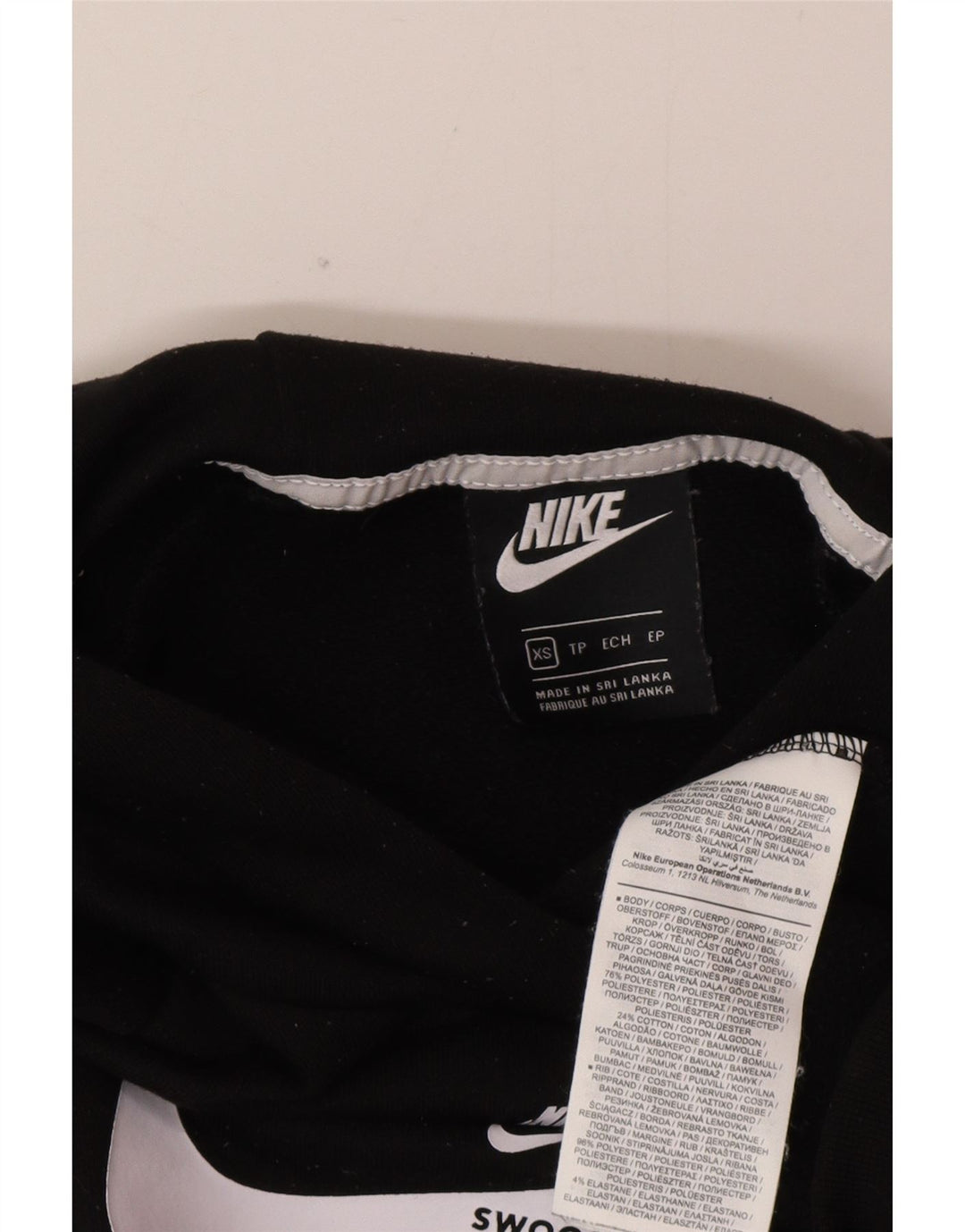 Nike Womens Graphic Oversized Hoodie Jumper UK 6 XS Black Polyester