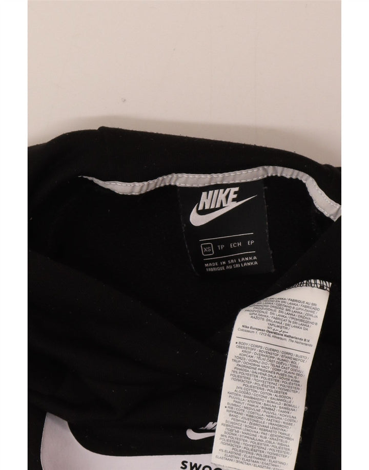 Nike Womens Graphic Oversized Hoodie Jumper UK 6 XS Black Polyester