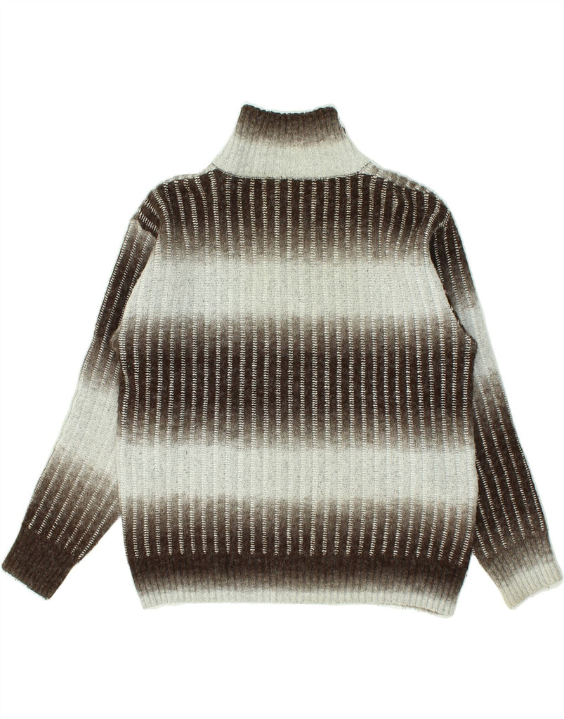 VINTAGE Mens Zip Neck Jumper Sweater XL Brown Striped | Vintage Vintage | Thrift | Second-Hand Vintage | Used Clothing | Messina Hembry 