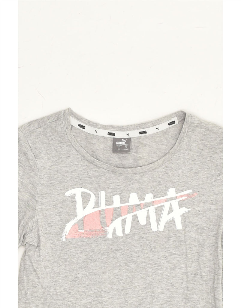 PUMA Girls Graphic T-Shirt Top 11-12 Years Grey Cotton | Vintage Puma | Thrift | Second-Hand Puma | Used Clothing | Messina Hembry 