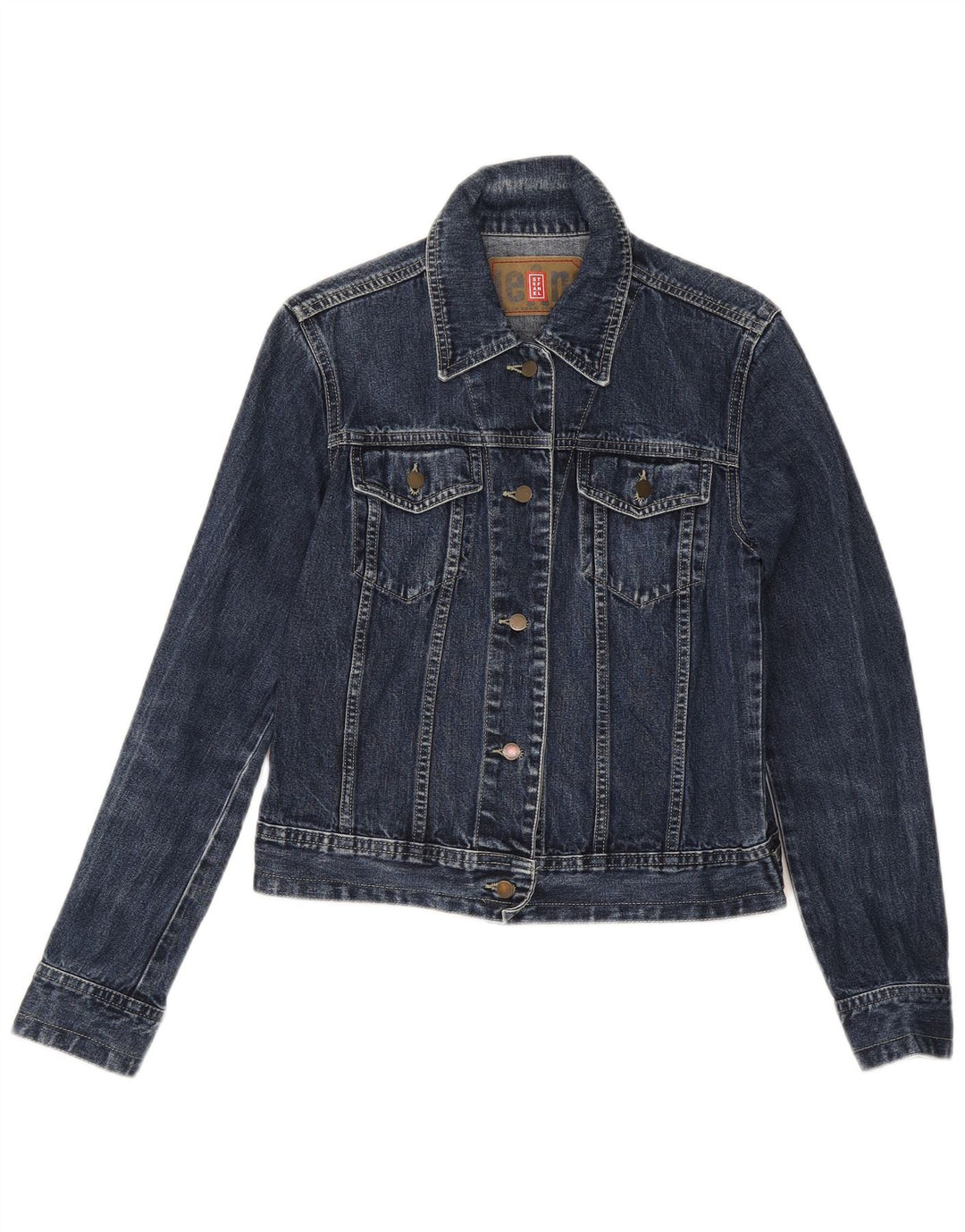 Stefanel Womens Crop Denim Jacket UK 12 Medium Navy Blue