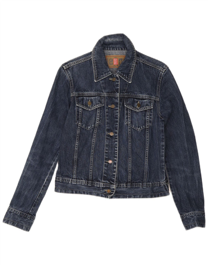 Stefanel Womens Crop Denim Jacket UK 12 Medium Navy Blue
