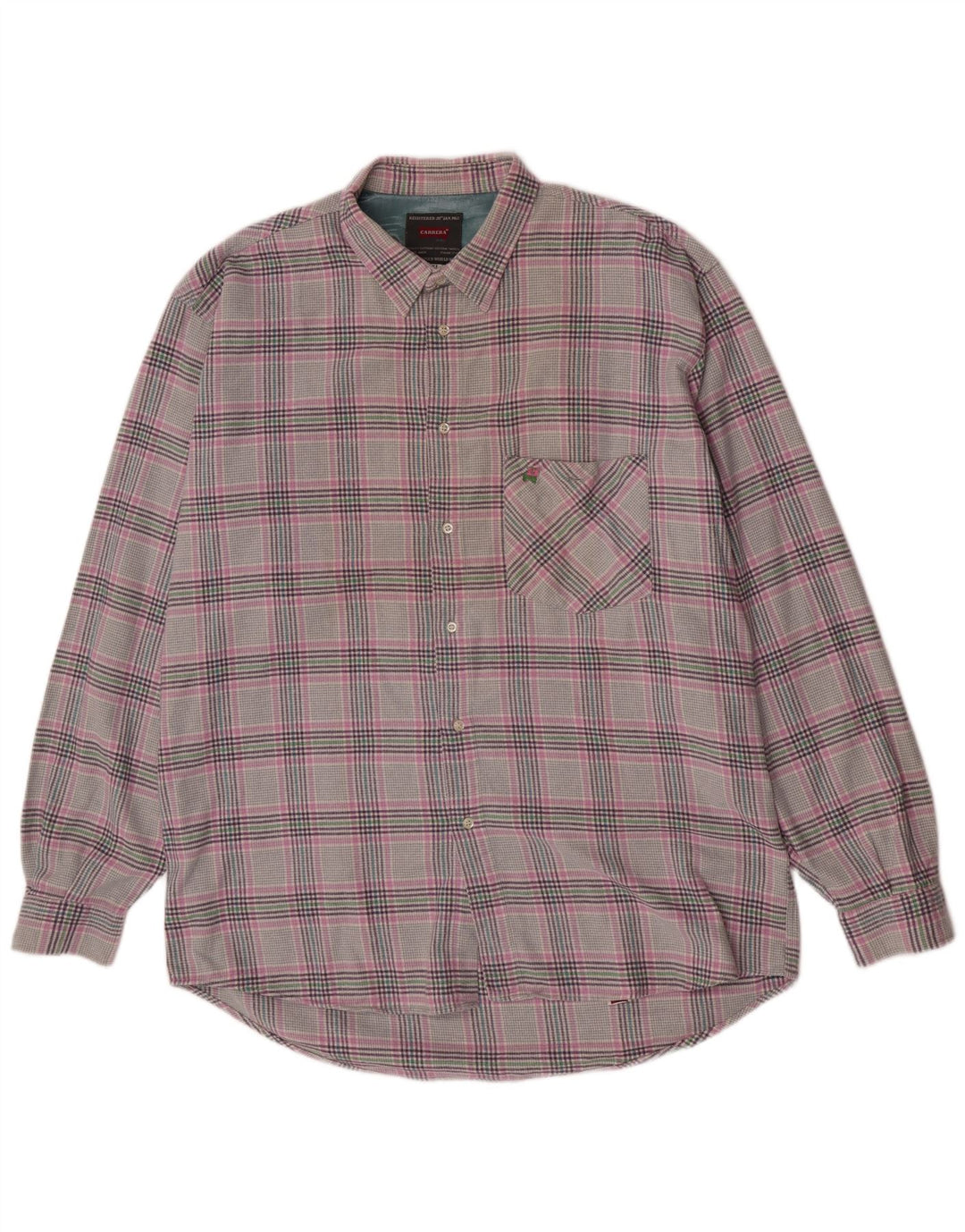 Carrera Mens Regular Fit Flannel Shirt XL Grey Plaid Cotton