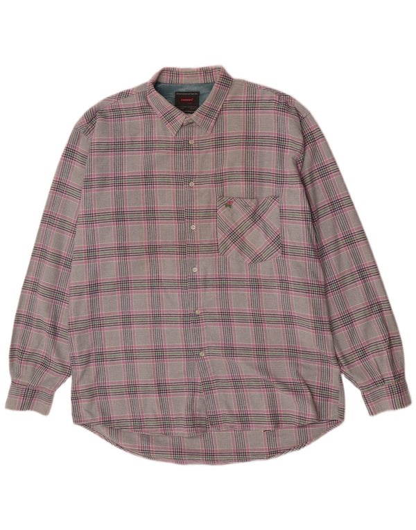 Carrera Mens Regular Fit Flannel Shirt XL Grey Plaid Cotton