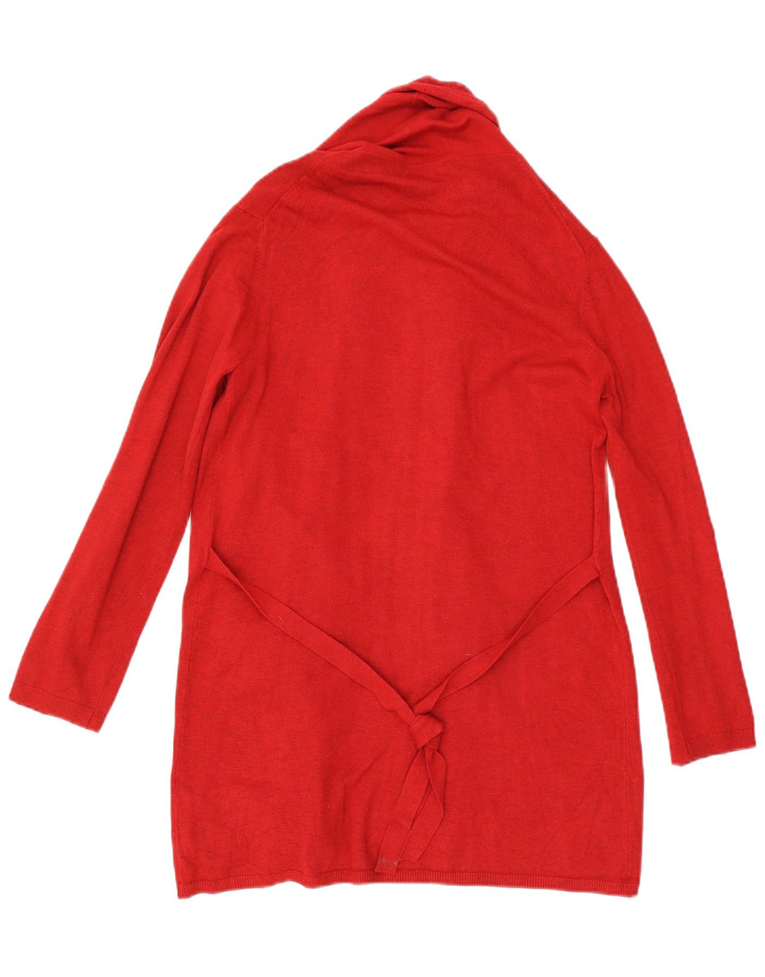 Zara Womens Longline Open Cardigan Sweater UK 12 Medium Red Viscose