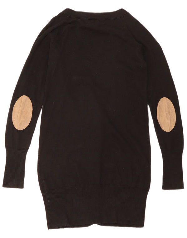 ZARA Womens Longline Cardigan Sweater UK 10 Small Black