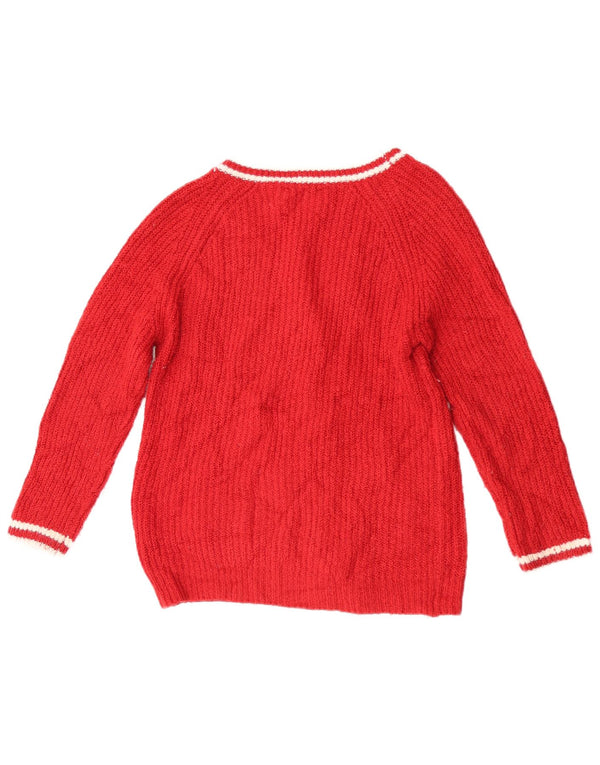 Zara Girls Cardigan Sweater 9-10 Years Red Acrylic