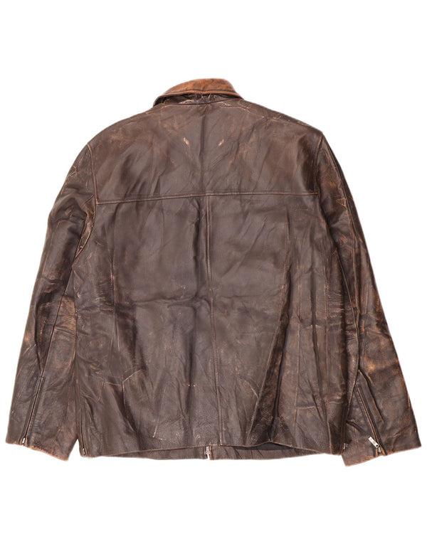 Conbipel Mens Leather Jacket IT 52 XL Brown Leather