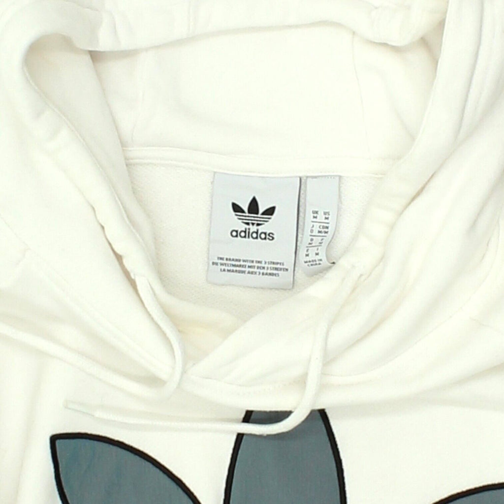 Adidas Originals Big Embroidered Logo Mens White Pullover Hoodie | Sportswear | Vintage Messina Hembry | Thrift | Second-Hand Messina Hembry | Used Clothing | Messina Hembry 