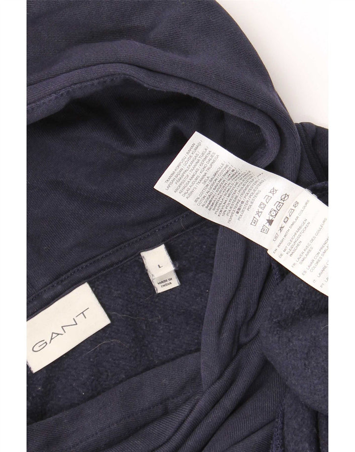 Gant Mens Hoodie Jumper Large Navy Blue Cotton