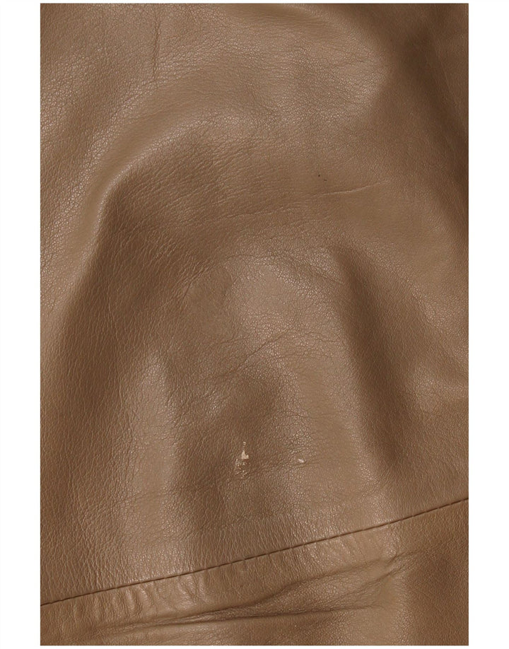 VINTAGE Womens Loose Fit Leather Trousers W26 L32 Beige
