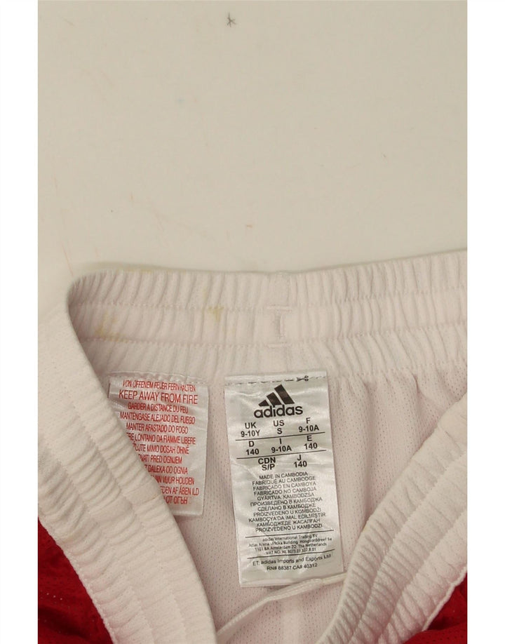 Adidas Boys Sport Shorts 9-10 Years Red Colourblock Polyester
