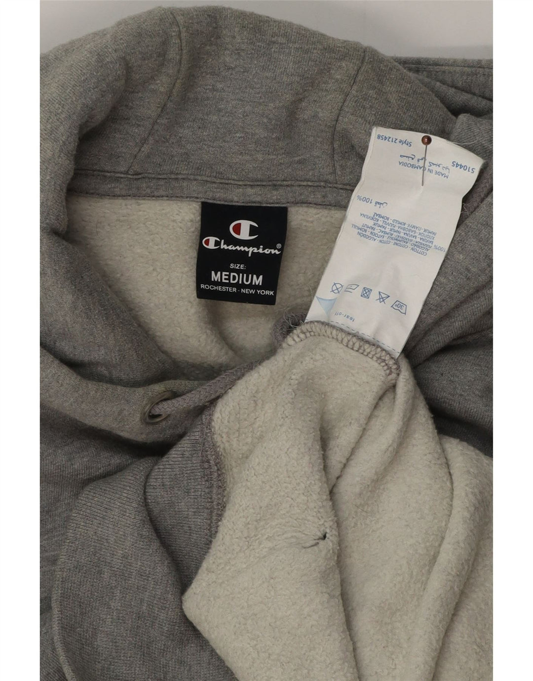 CHAMPION Mens Graphic Hoodie Jumper Medium Grey Cotton
