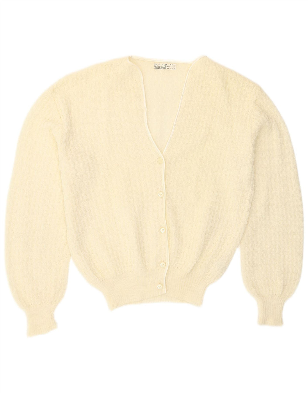 Vintage Womens Cardigan Sweater UK 16 Large Off White Wool
