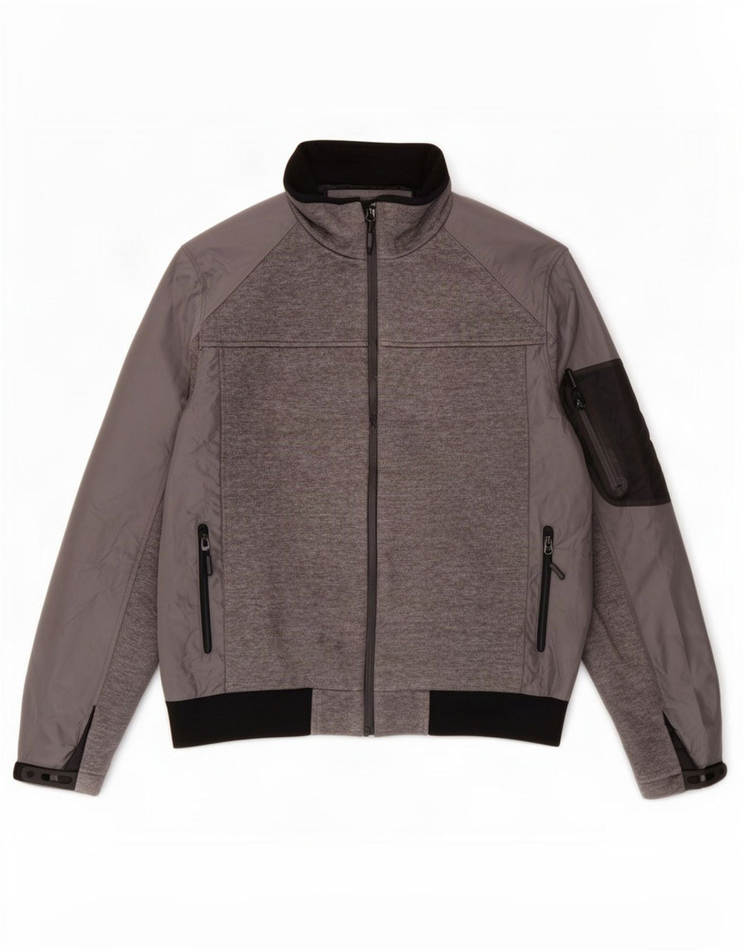 Zara Mens Bomber Jacket UK 44 2XL Grey Colourblock Polyester