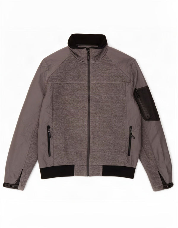 Zara Mens Bomber Jacket UK 44 2XL Grey Colourblock Polyester
