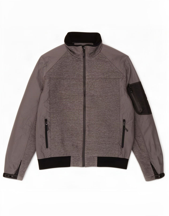 Zara Mens Bomber Jacket UK 44 2XL Grey Colourblock Polyester