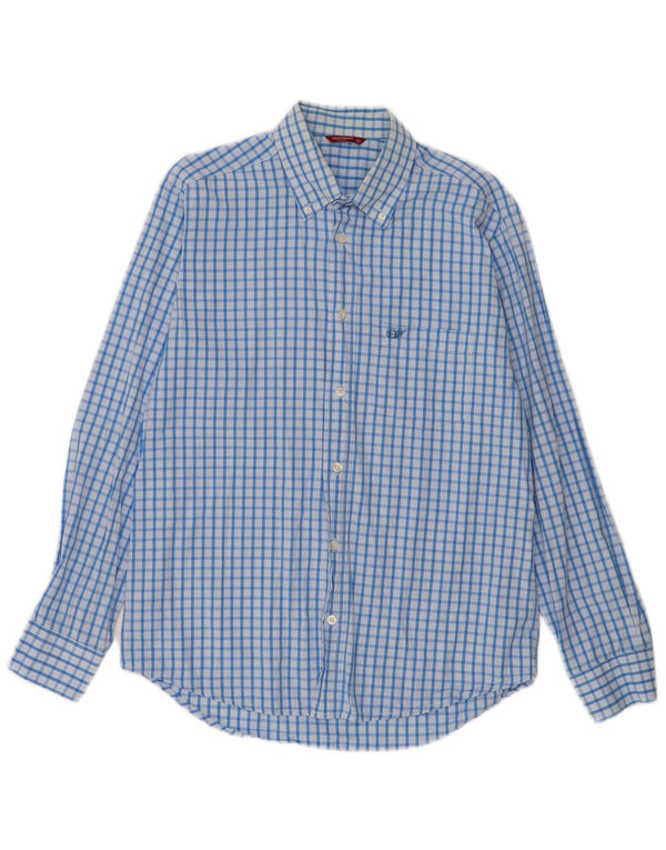 Carrera Mens Shirt Medium Blue Check Cotton