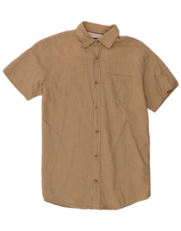 Jack & Jones Mens Short Sleeve Shirt Small Beige Pinstripe Cotton