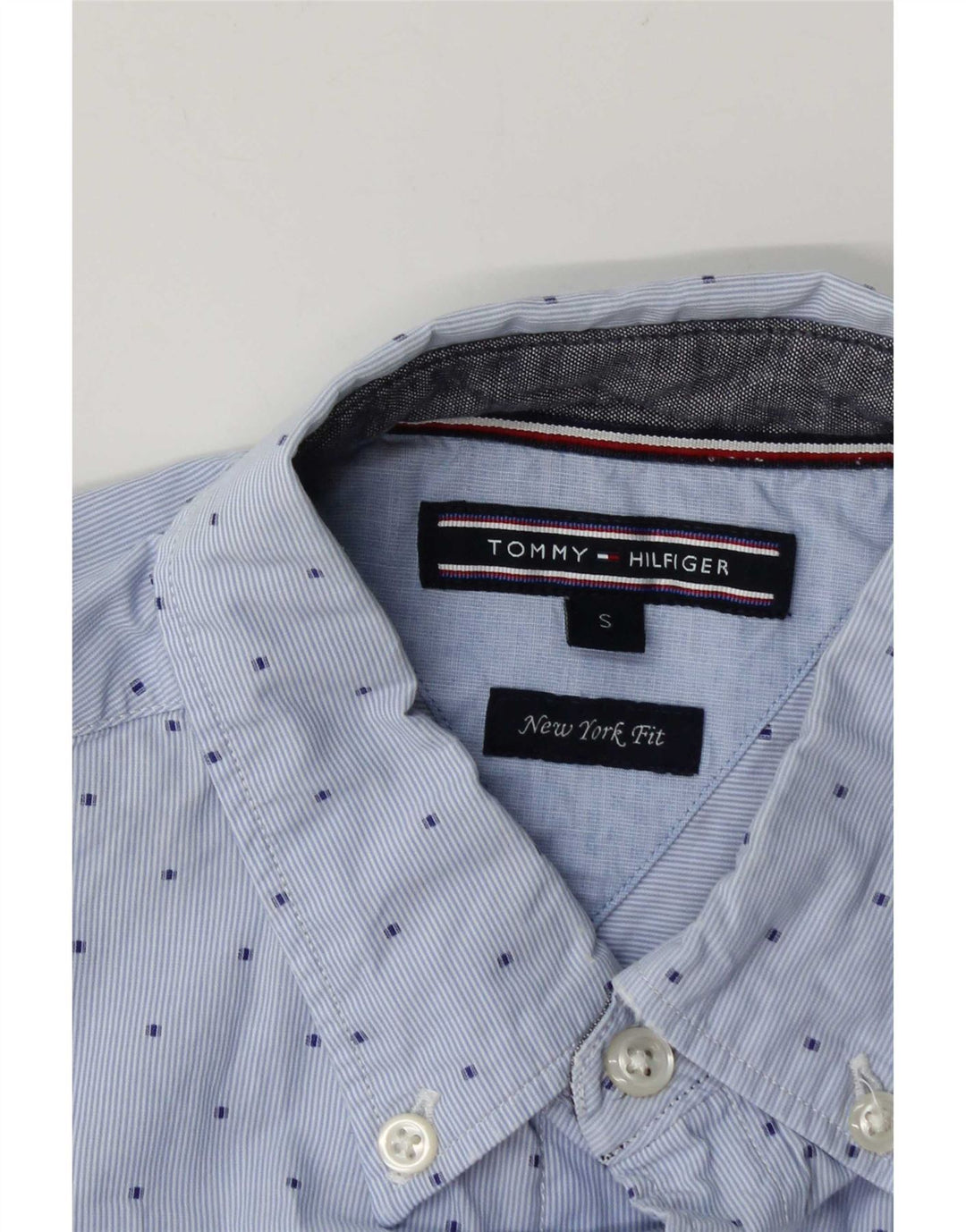 Tommy Hilfiger Mens New York Fit Shirt Small Blue Geometric