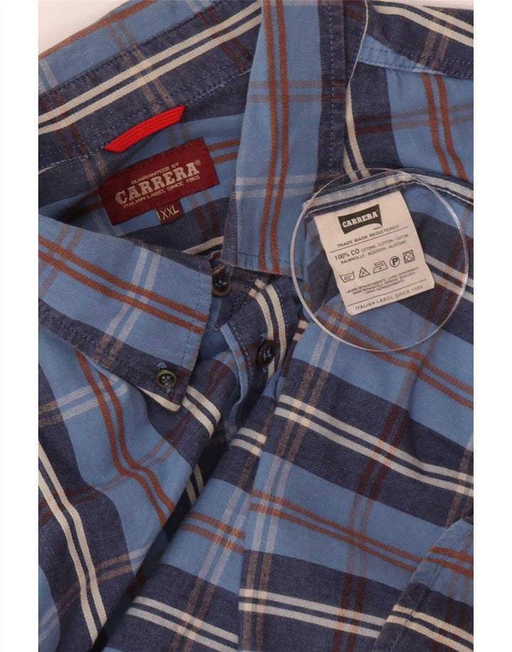 Carrera Mens Shirt 2XL Blue Check Cotton