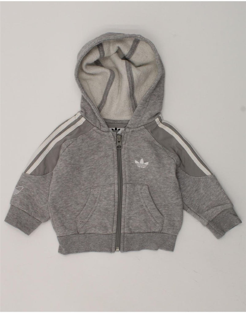 ADIDAS Baby Boys Zip Hoodie Sweater 3-6 Months Grey Cotton | Vintage Adidas | Thrift | Second-Hand Adidas | Used Clothing | Messina Hembry 