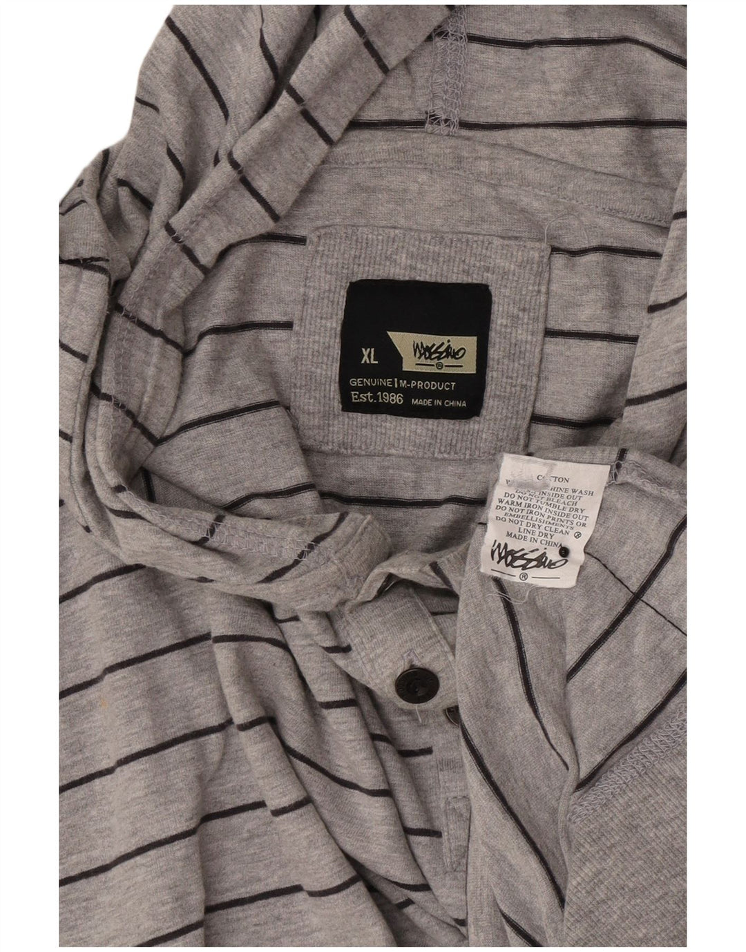 Mossimo Mens Hoodie Jumper XL Grey Striped Cotton