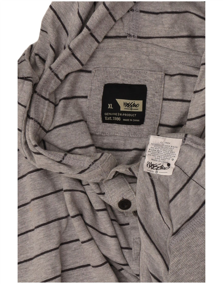 Mossimo Mens Hoodie Jumper XL Grey Striped Cotton