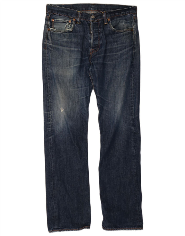 Levi's Mens 501 Distressed Straight Jeans W32 L32 Blue Cotton