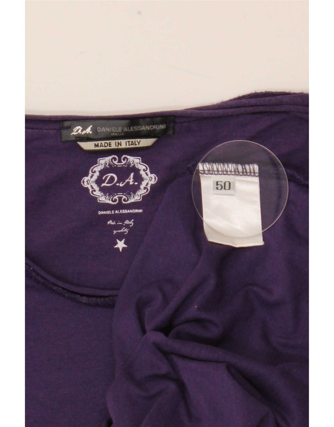Daniele Alessandrini Mens Graphic Top Long Sleeve IT 50 Medium Purple
