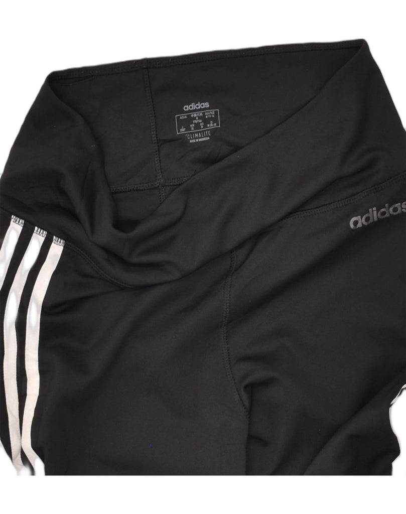 ADIDAS Womens Capri Leggings UK 12 Medium Black Polyester | Vintage Adidas | Thrift | Second-Hand Adidas | Used Clothing | Messina Hembry 