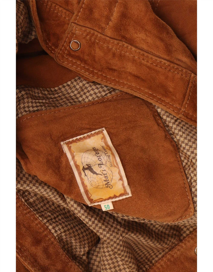 Vintage Mens Suede Bomber Jacket IT 50 Large Brown Leather