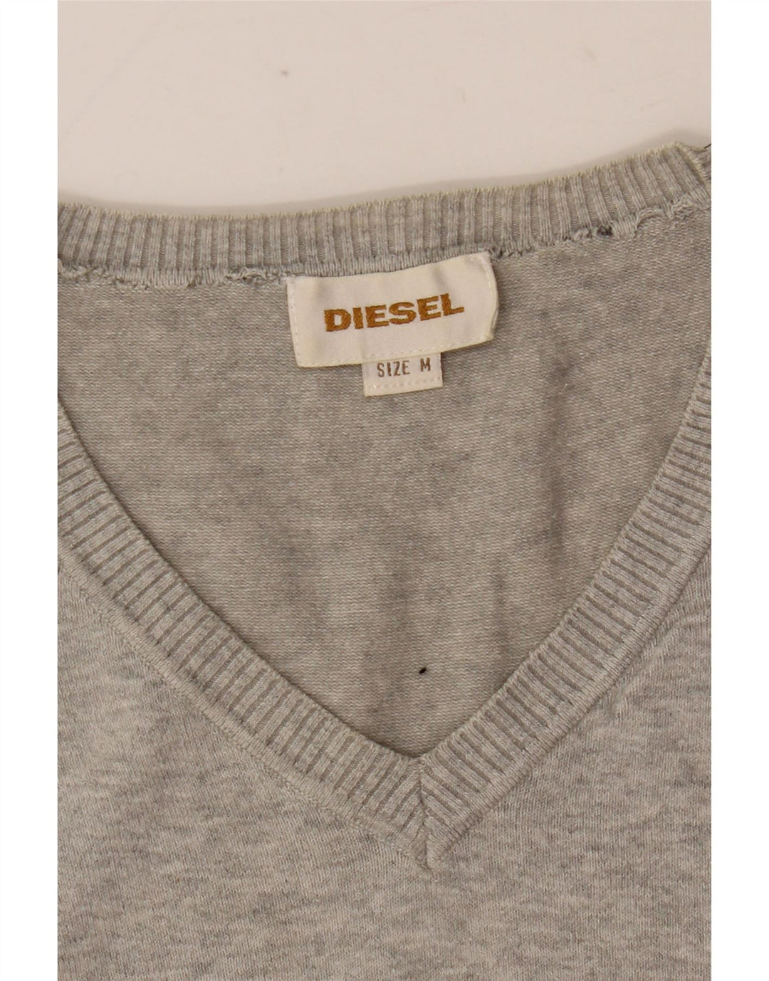 Diesel Womens V-Neck Jumper Sweater UK 14 Medium Grey