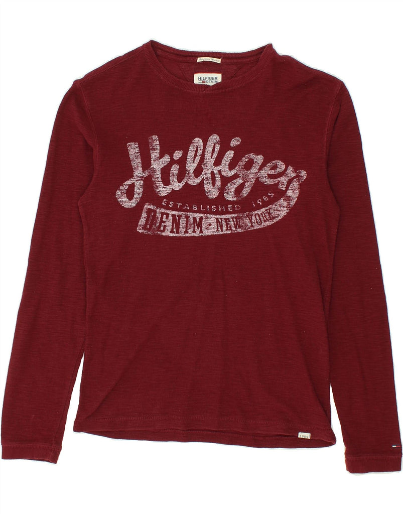 TOMMY HILFIGER Mens Graphic Top Long Sleeve Medium Red Cotton Vintage Tommy Hilfiger and Second-Hand Tommy Hilfiger from Messina Hembry 