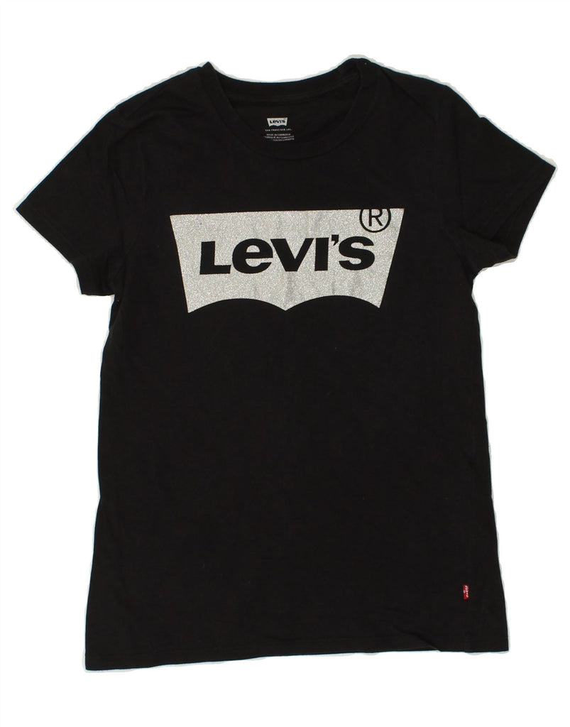 LEVI'S Womens Graphic T-Shirt Top UK 6 XS Black Cotton | Vintage Levi's | Thrift | Second-Hand Levi's | Used Clothing | Messina Hembry 