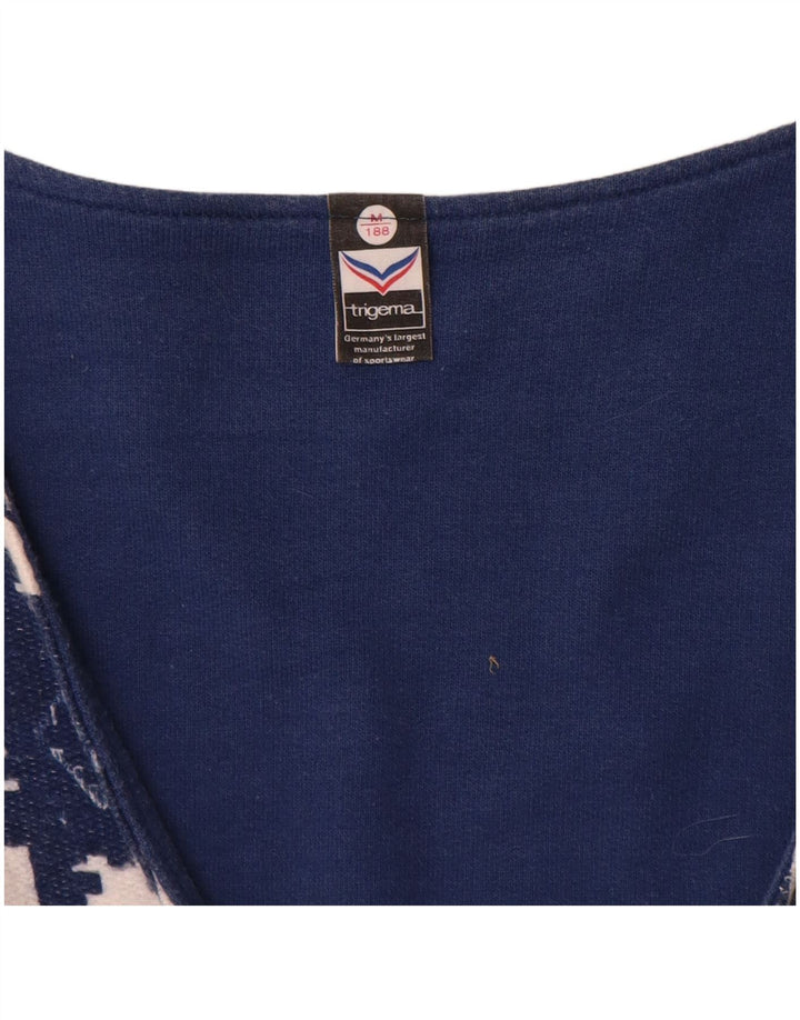 Trigema Womens Waistcoat UK 14 Medium Navy Blue Geometric Cotton